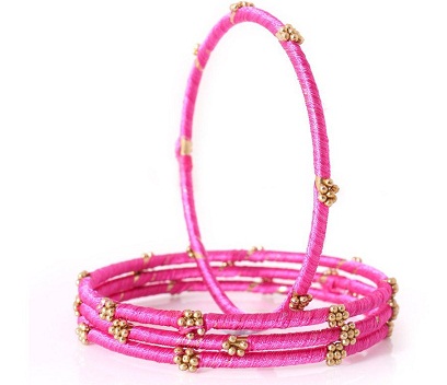 Fuchsia gevind armbånd i silke