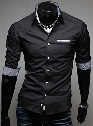 Kettős galléros fekete ing