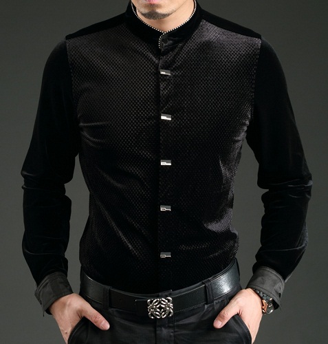 Fekete pöttyös selyem fekete ing
