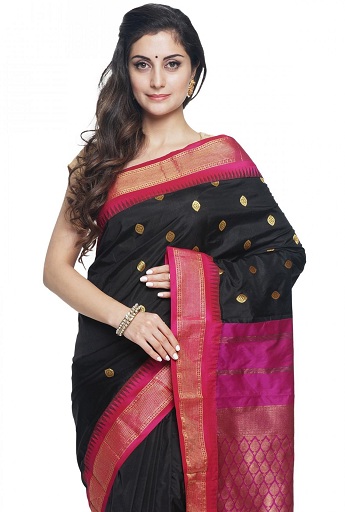 Kanchipuram silke bomuld Saree