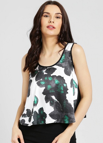 Satin flared crop top
