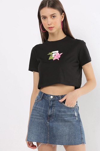 Crop Top i afslappet pasform med halv ærme