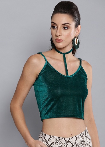 Ærmeløs crop top med halsudskæring