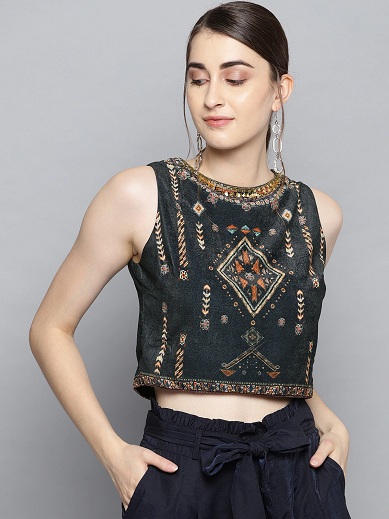 Designer Velvet Crop Top