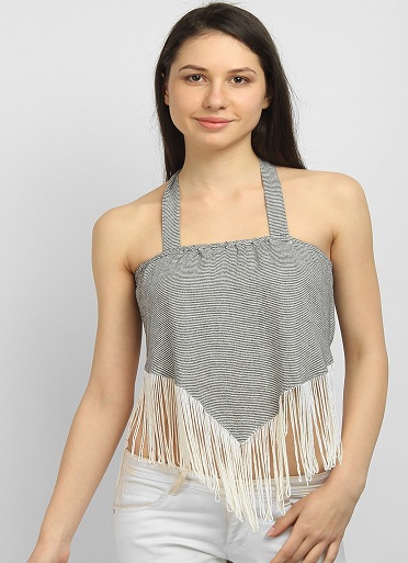 A-Line Crop Top med frynser