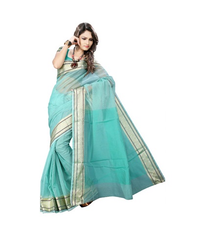 Grøn farve Designer Super Net Seneste Saree