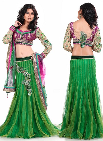 Heavy Patch Lehenga bluse design