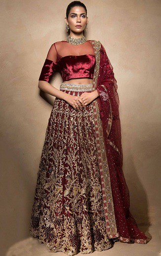 Velvet Lehenga bluse designs