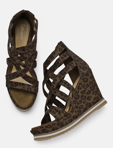 Sandaler med høj hæl i leopardprint