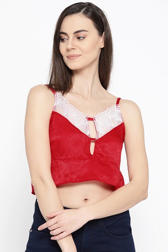 Satin Bralette toppe med nøglehulshals