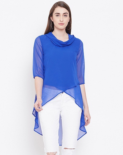 Cowl Neck High Low Top