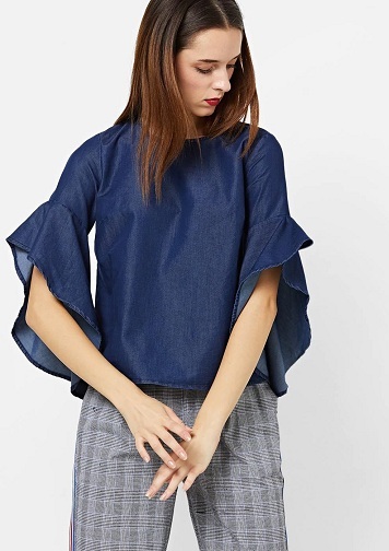 Boxy denim top til damer