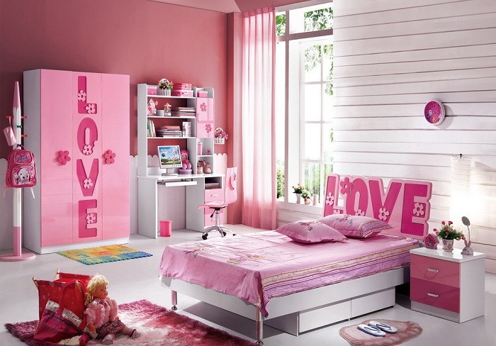 Pink Theme Kids Bedroom Interior Design