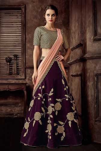 Bársony Indo Western Lehenga Saree