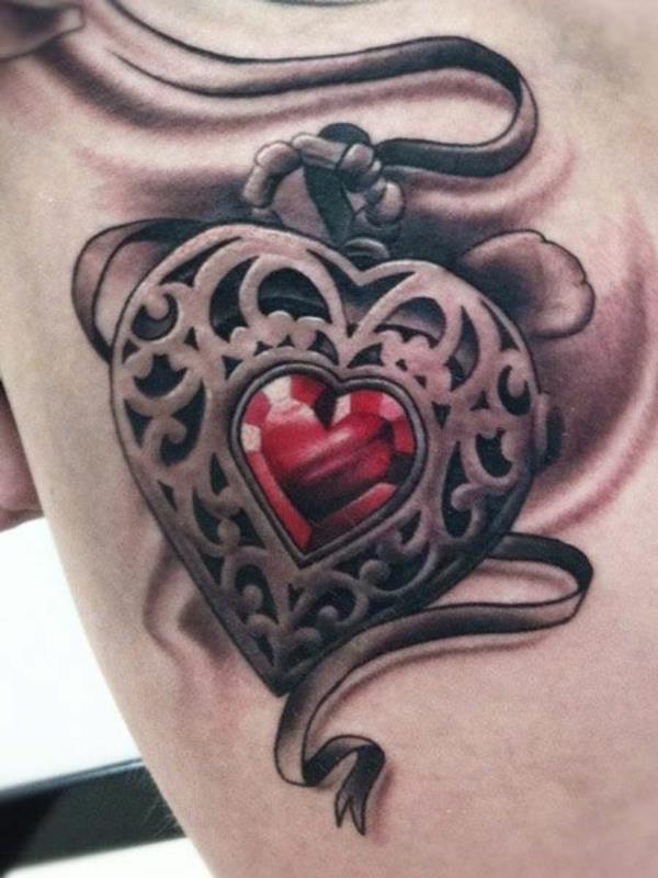 3d tatuointi aiheita sydän riipus