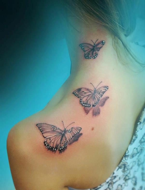 3d tatuointi olkapää perhonen