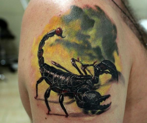 3d -tatuoinnit värikäs skorpionin olkavarsi