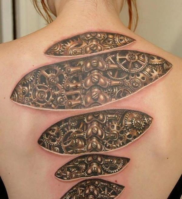 3d tatuoinnit naisille takaisin biomekaniikka