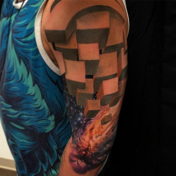3D -tatuoinnit olkavarren geometrinen kuvio