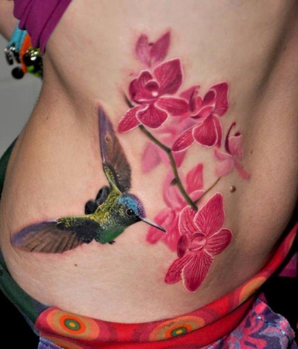 3d tatuoinnit orkideat kolibri