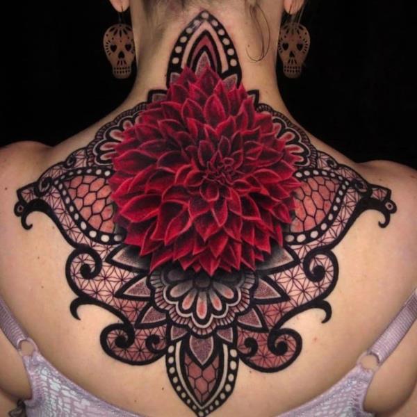 3d tatuoinnit takaisin kaula naiset dahlia