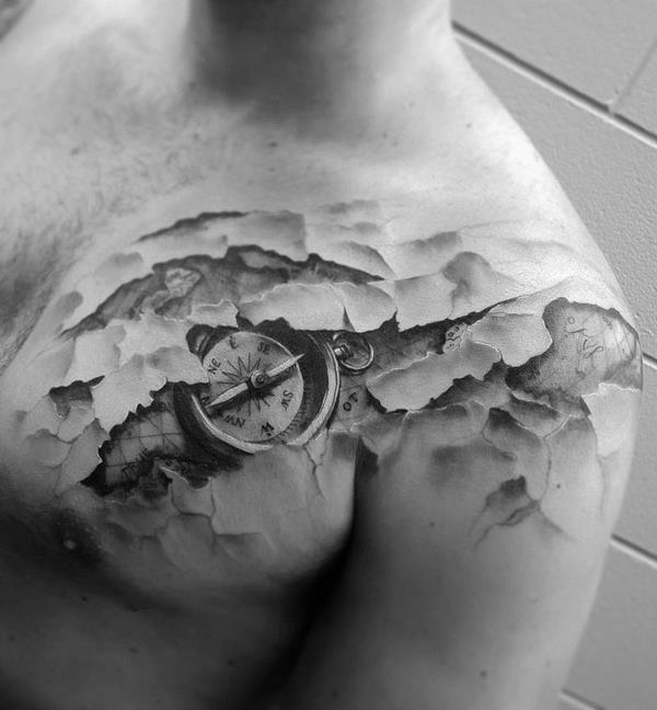 3D -tatuoinnit olkapääkompassi