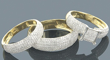 White Gold Micro Pave gyémánt házassági gyűrűk