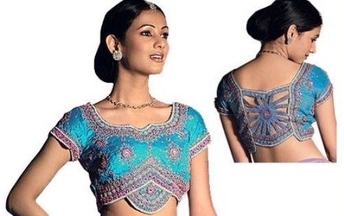 Asymmetrisk designbluse til Saree