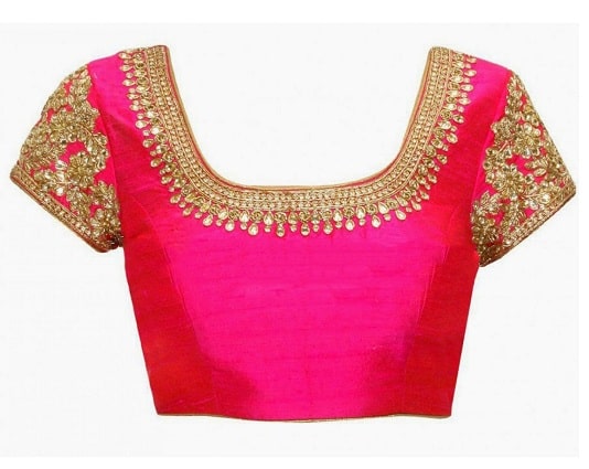 Trendy Saree -bluse foran på halsen