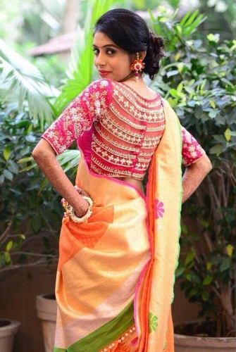 Tilbage broderi bluse til moderne Saree