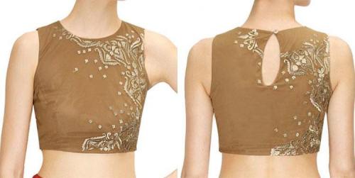 Høj hals ensidig design Saree-bluse