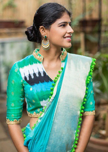 Kinesisk krave Saree bluse design
