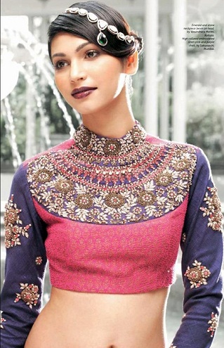 Saree -bluse med høj hals