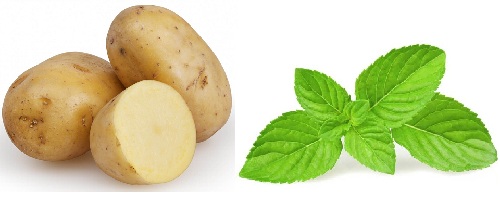Kartoffel mynteblade øjenmaske