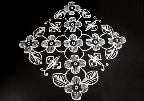 Blomster & amp; Sommerfugle Rangoli med 20 prikker