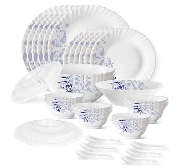 Larah by Borosil Blue Eve Silk Series Opalware Dinner Set