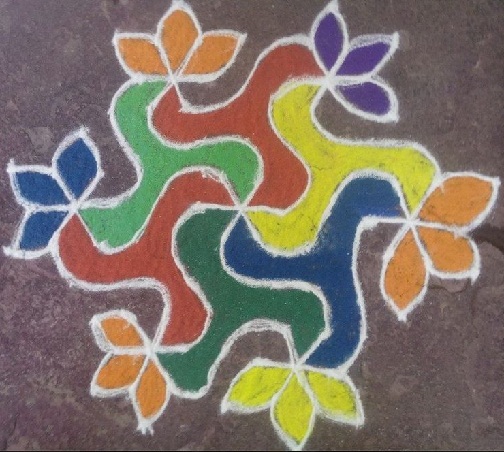 Geometrisk blomstret Rangoli