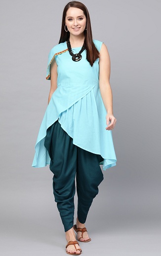 Asymmetrisk Dhoti Style Kurti