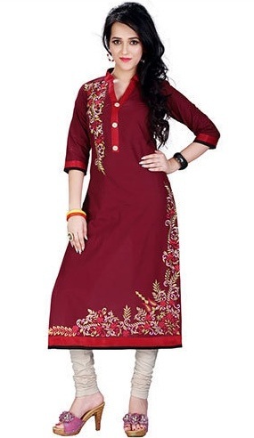 Hímzett Maroon Kurti