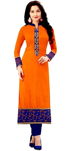 Orange farve bomuldsstof Kurti