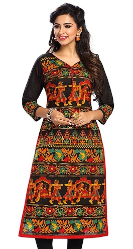 Stílusos pamut Kalamkari nyomtatott Kurti