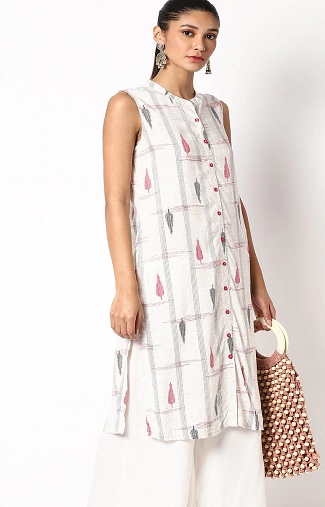 Ikat High Neck Kurta