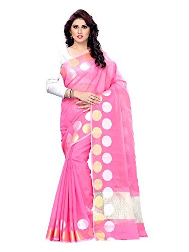 Pink And White Kancheepuram Silk Sari