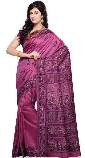 Pink Crape Silk Saree