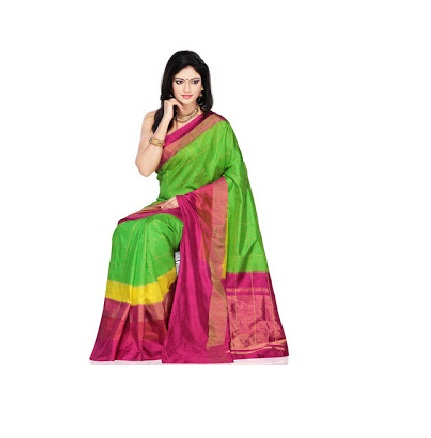 Neon Green Pure Pochampally Handloom Silke Saree