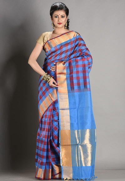 Ellenőrizze a mintás Mangalagiri Silk Saree -t