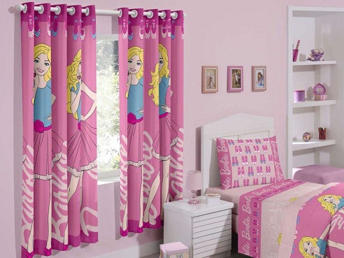 Barbie lány függöny minta