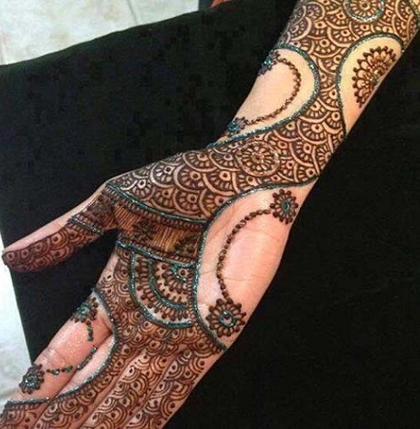 Indisk Mehndi Design med Glitter