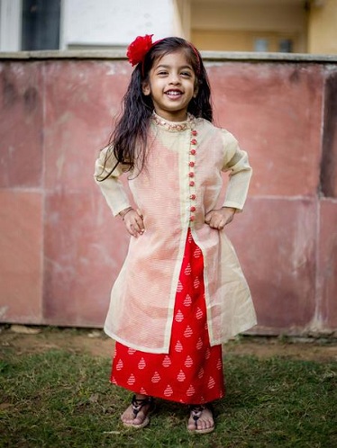 Chanderi jakke stil piger kjole
