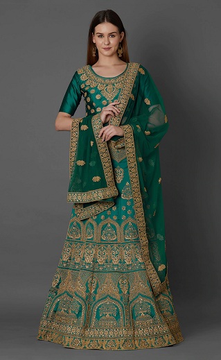 Stilfuld grøn Lehenga Choli